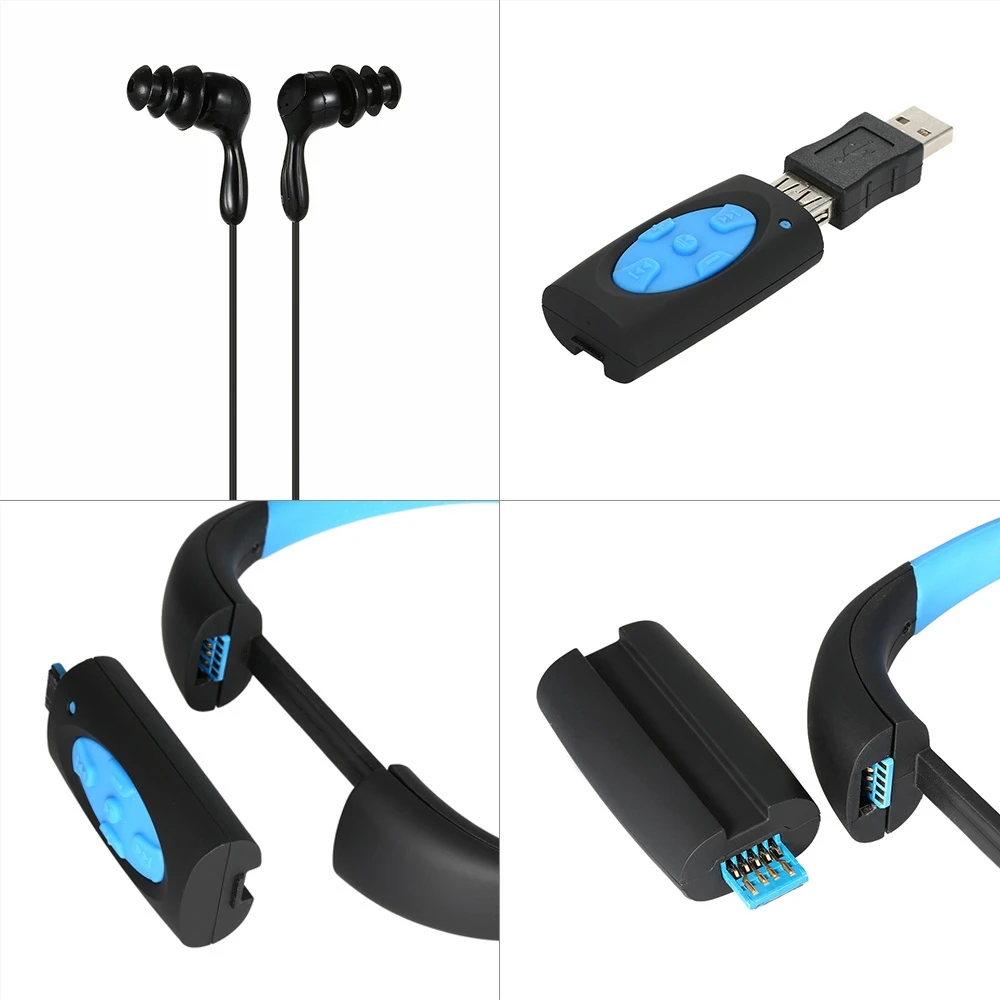 Aingslim IPX8 Водонепроницаемый MP3 плеер плавание 8 ГБ подводный спорт гарнитура с FM для