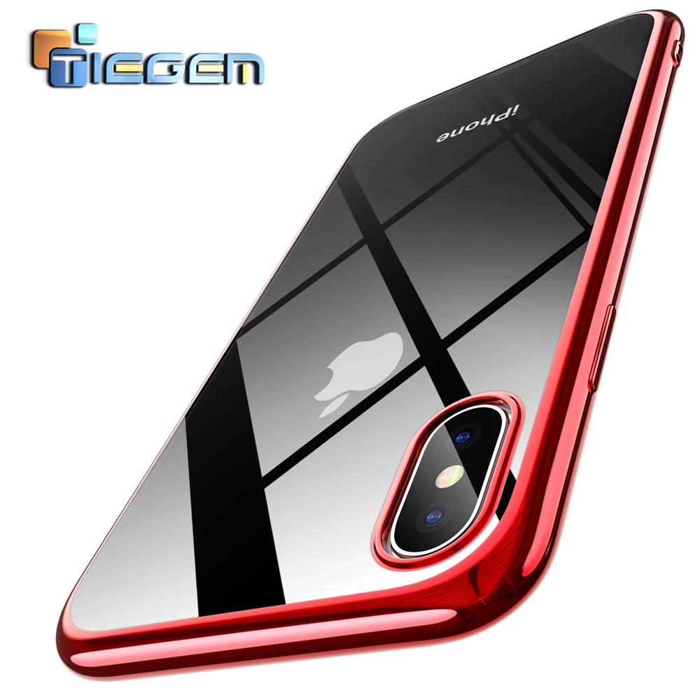 TIEGEM Soft TPU Case for iPhone X Xs XR Max Slim Transparent Clear Protective Silicone Cover 6 6s 7 8 Plus |