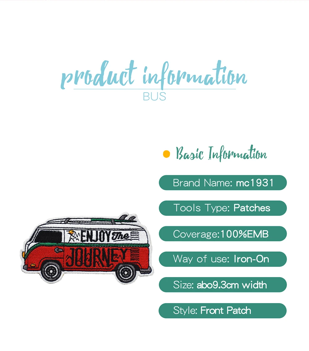 Journey Bus Embroidered Patches For Clothing DIY Style Car Pattern Decoration (2)