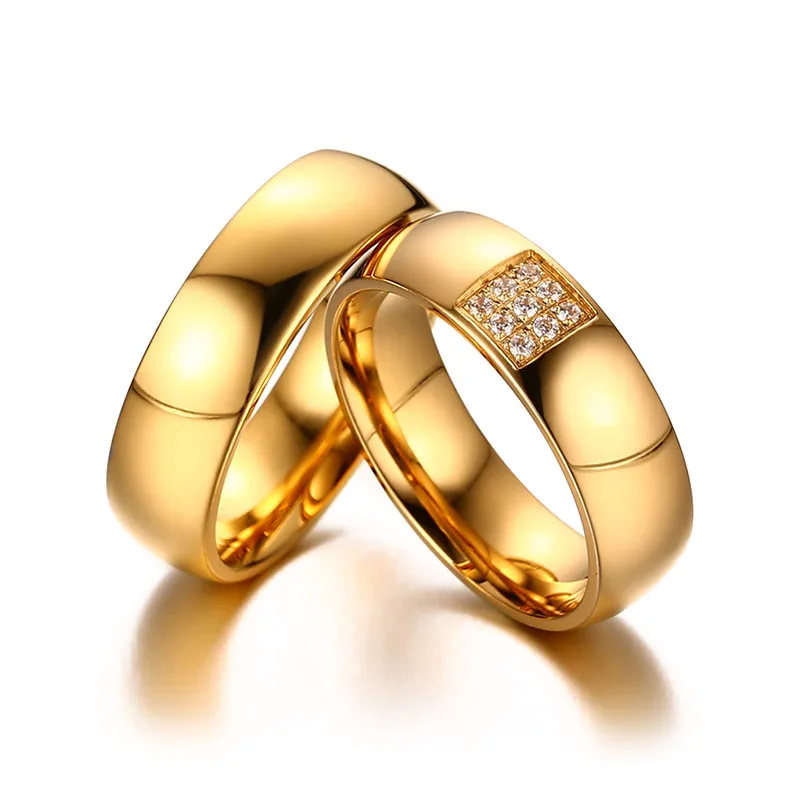 Modyle 2018 Simple Wedding Rings for Women Men Elegant AAA CZ Stones Gold-color Ring Alliance Promise Engagement Band Gift