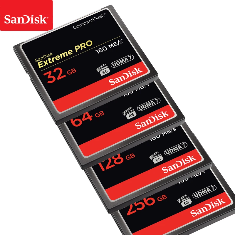 sandisk Extreme Pro CF карт 64 Гб оперативной памяти, 32 Гб встроенной памяти, 128 ГБ 256 Гб карта памяти Compactflash до 160 МБ/с. читать для богатых 4K и записи видео в формате Full HD