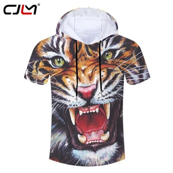 

CJLM New Mens Shirts Casual Animal Tiger Hooded Tshirt Dropshipping Summer China 3D T Shirt Suppliers Wholesale