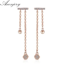 Anenjery, новая мода, 925 пробы, серебро, микро циркон, Квадратные бусины, длинные серьги с кисточками, серебро 925, ювелирное изделие, oorbellen, S-E554