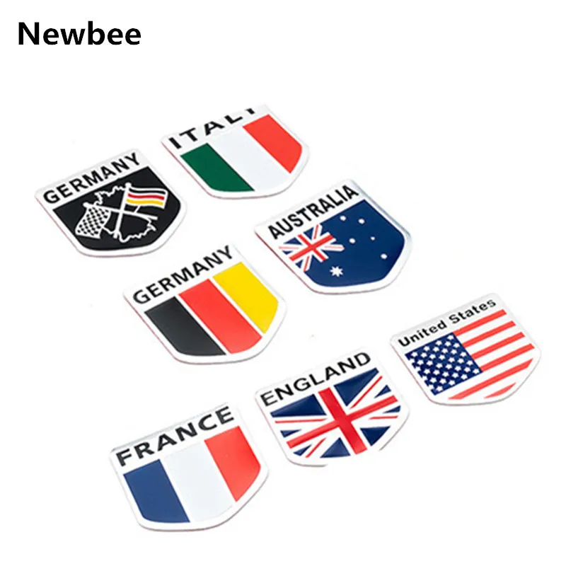 

Newbee Italy Korea Germany Greece Russia Japanese USA Flag Logo Emblem Badge Aluminum Auto Car Sticker Motorcycle Accessories