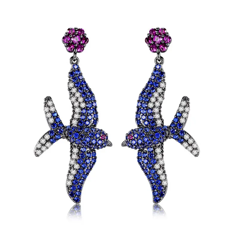 

Drop Earrings new fashion micro-inlaid zircon seabird earrings personalized boutique trend bird earrings