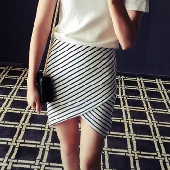 

2020 Spring And New Retro Striped Irregular Cross Striped Skirt Free Shipping