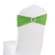 100 шт. зеленая лайкра спандекс стул Обложка с пряжкой для вечерние украшение для свадебного банкета