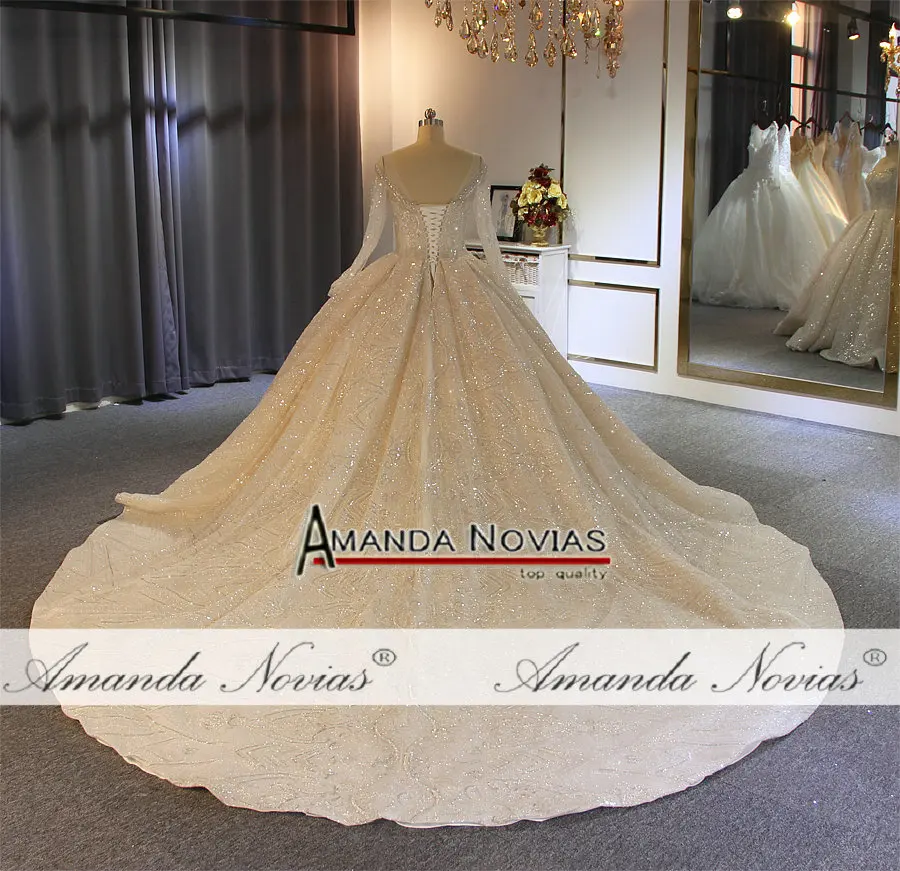 Vestidos de novia Сверкающее бисерное кружевное свадебное платье