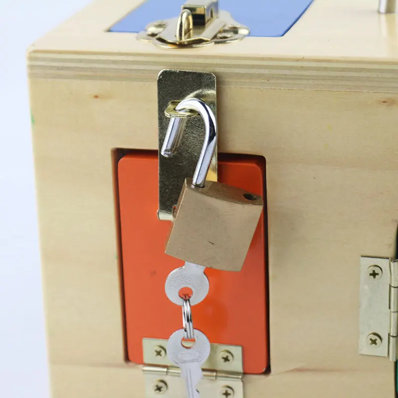 Wooden Montessori Toys Ducational Games Colorful Lock Box Juguetes Montessori Materials Preschool Learning Wooden Toys B1227T