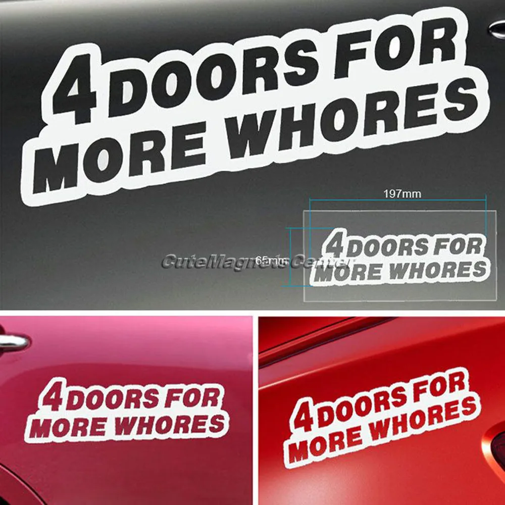 1Pc Car Styling 4 DOORS FOR MORE WHORES Stickers On Car Accessories Window/Bumper Vinyl Decals For Car Sticker Waterproof Dec.