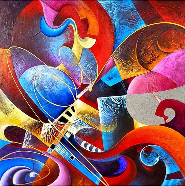 Modern handmade painting colorful music on oil painting canvas for home