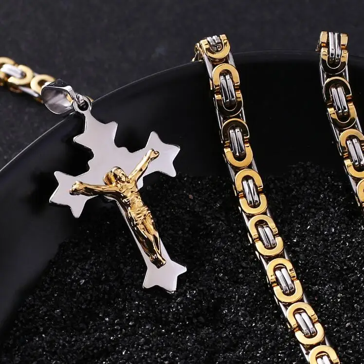 Стильный Дизайн золото Иисус серебряный крест кулон Цепочки и ожерелья высококлассные для Для мужчин Для женщин