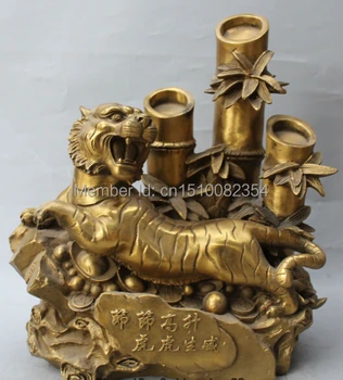 

16" Chinese Bronze Wealth Money Zodiac Year Tiger Tigre Steadily High Sculpture