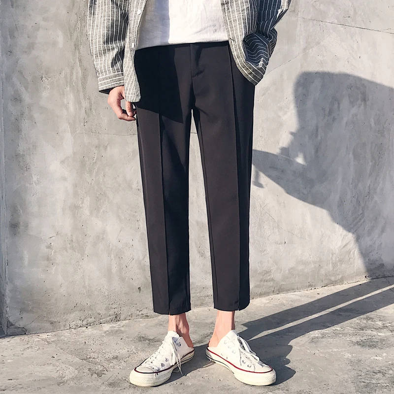 2018 New Three-dimensional Cropped Wild Nine Harlan Slim Casual Pants Personality Fashion Classic Simple Tide Male Pop Youth