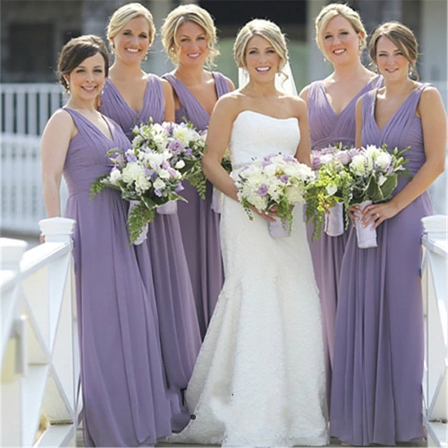 Light Purple Bridesmaid Dresses Long Women Party Dress 2019 Cheap Maid