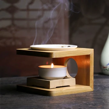 

Creative Aroma Burner Natural Bamboo Incense Burner Censer Fragrant Essential Oil Heater Yoga SPA Night Light Lamp Decor Crafts