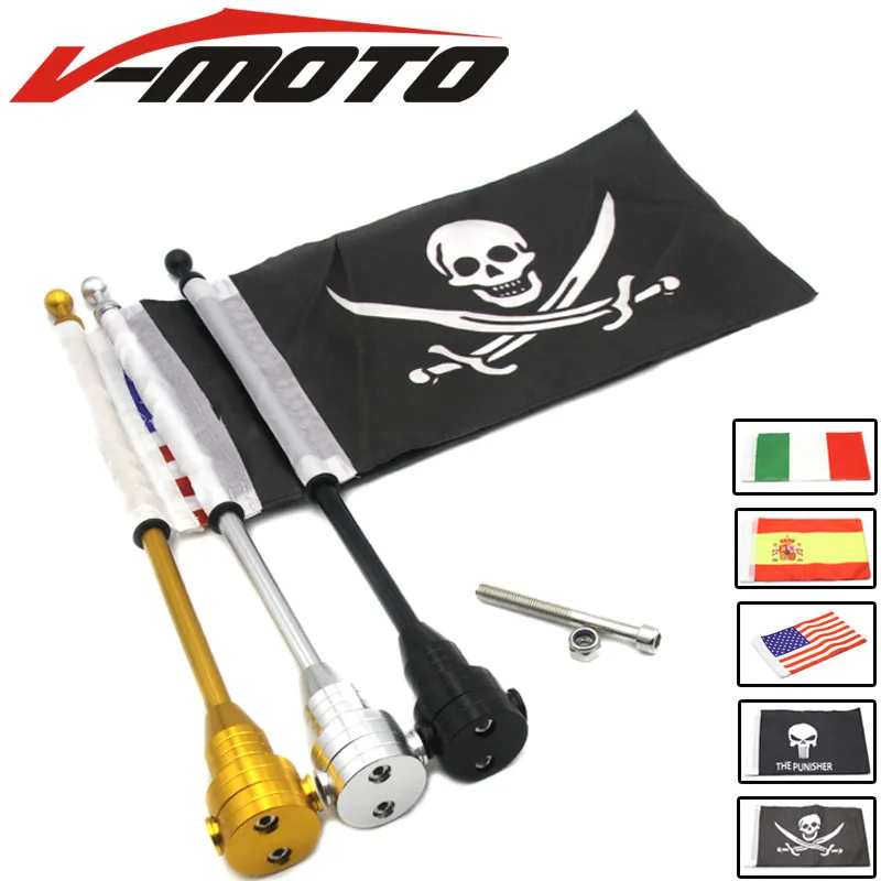 

Motorcycle Rear Side Mount Luggage Rack Vertical Pirate Flag Pole for Harley Sportster XL883 XL1200 Touring Road King Glide FLHT