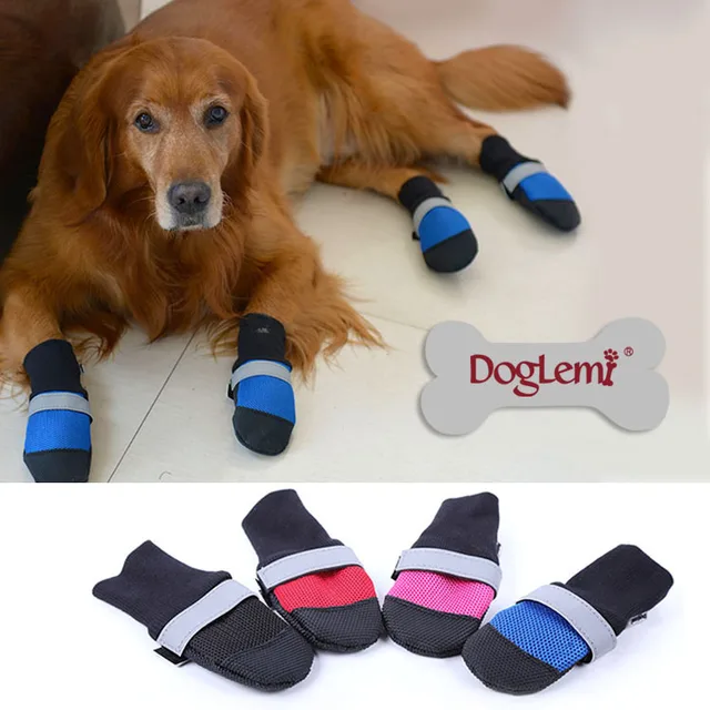 Buy 4pcs/set Pet Dog Shoes 3Color Ultra Wear Oxford Fabric Large Dog Boots Non