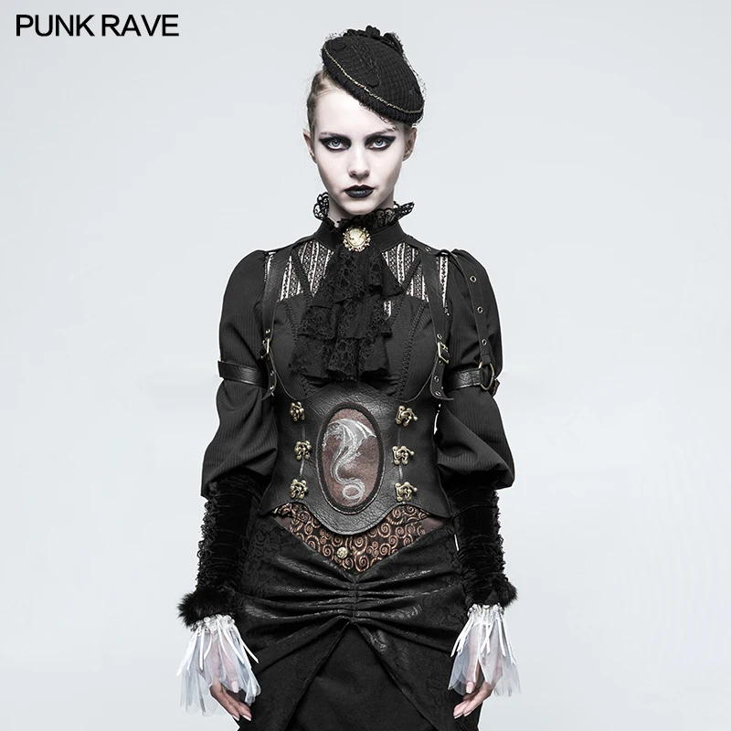 

Punk Rave Steampunk Western Dragon Girdle Sexy Vest PU Leather Gothic Stage Performance Co0splay Costumes