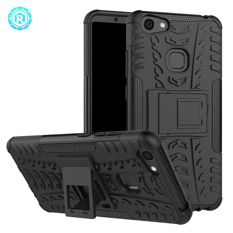 R For Vivo V7 Plus Case Silicone+PC Armor Shockproof Stand Hard Cover 5.99 inch phone case |