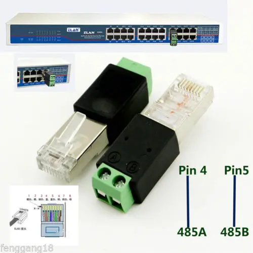  1pcs RJ45 Male to 485 2 Pin (4 5P) Screw Terminal Adapter Connector Splitter CCTV DVR - 32866618353