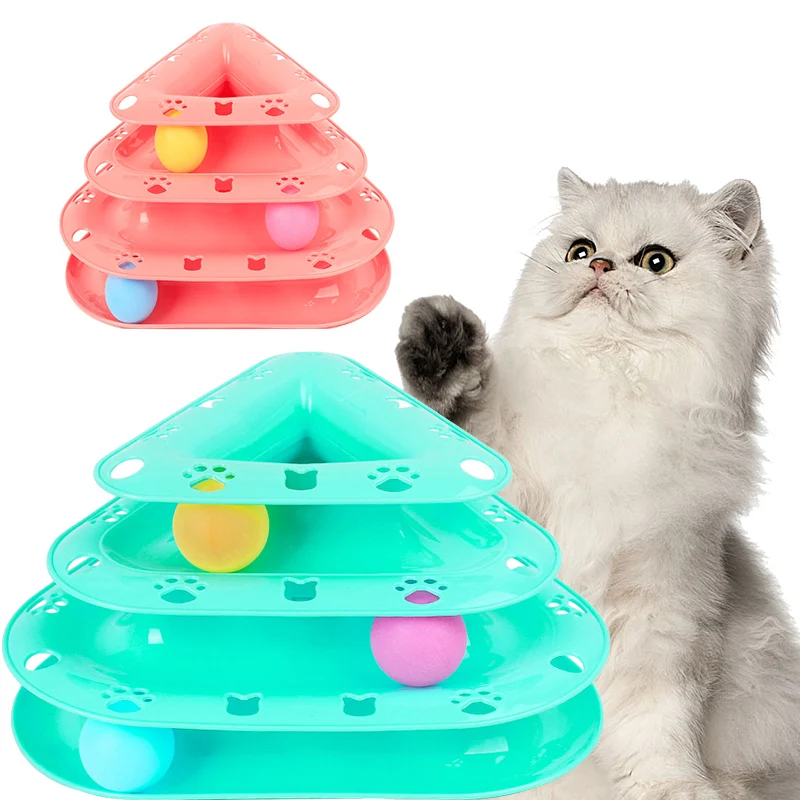 Tower of Tracks Ball and Track Interactive Toy for Cats Fun Cat Game