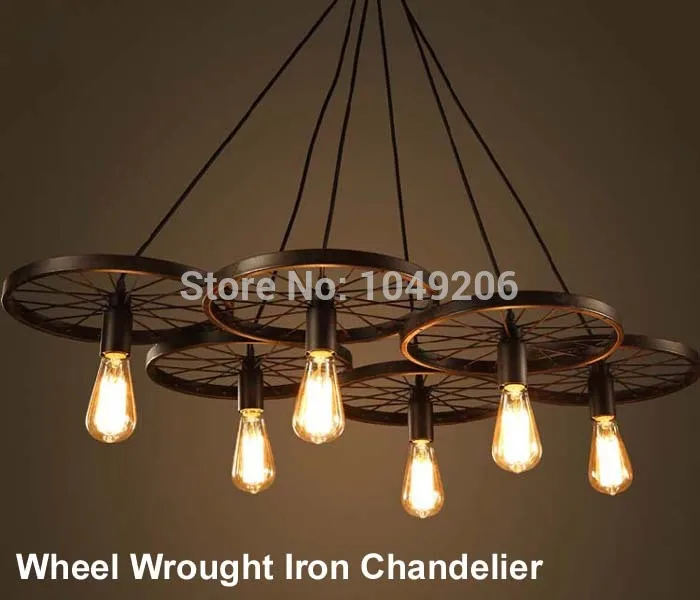 Popular Antique Iron Chandelier-Buy Cheap Antique Iron Chandelier Loft Black Antique Wrought Iron Chandelier Lighting E27 110V 220V Loft American Retro Edison Vintage Wheel - Popular Antique Iron Chandelier-Buy Cheap Antique Iron Chandelier