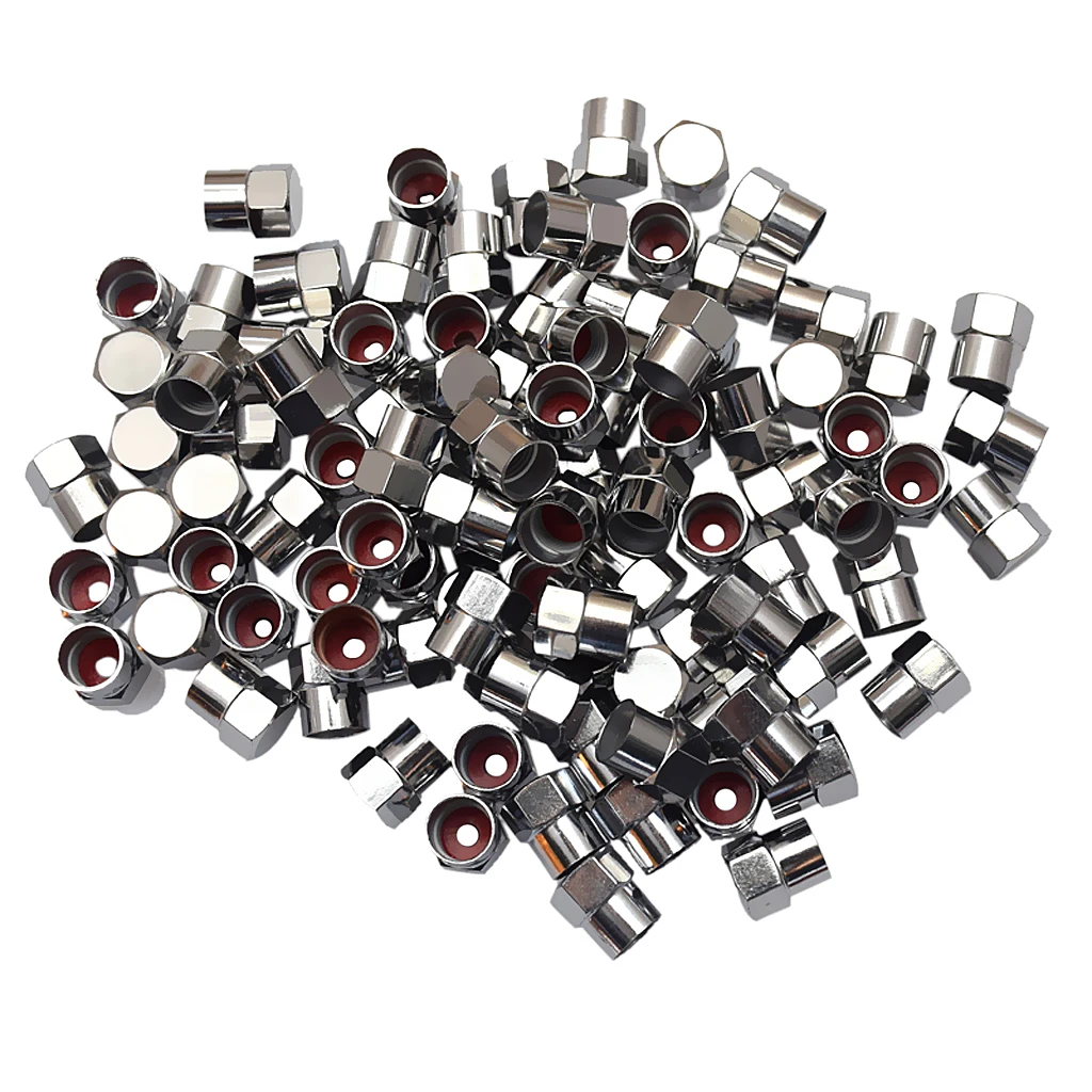 100 Pieces Tire/Wheel Air Pressure Stem Valve Caps Plastic Made Chrome Plated Universal