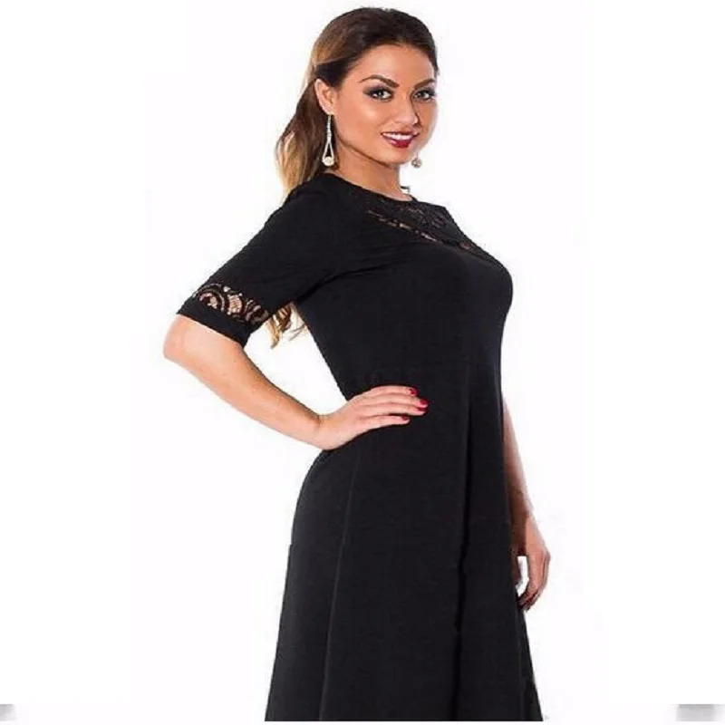 2017 Women Sexy Dress Plus Size Lace Patchwork Dress 2XL 6XL Loose