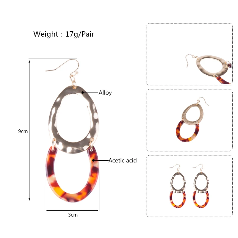 Guanlong Vintage Acetic Acid Acrylic Dangle Long Earing for Women Geometric Metal Acetate Resin Big Earring Girl Jewelry Brincos (5)