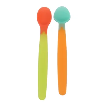 

Hot Sale Colorful Kids Child Soft Silicone Spoon Tableware Temperature Change Baby Spoon Feeding Tableware Vajilla Tafelgerei