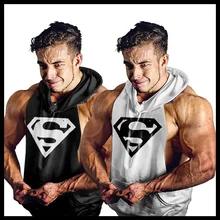 OA Men's Fitness Hooded Vest Bodybuilding Gyms Sleeveless Hoodies Tank Tops Workout Clothes
