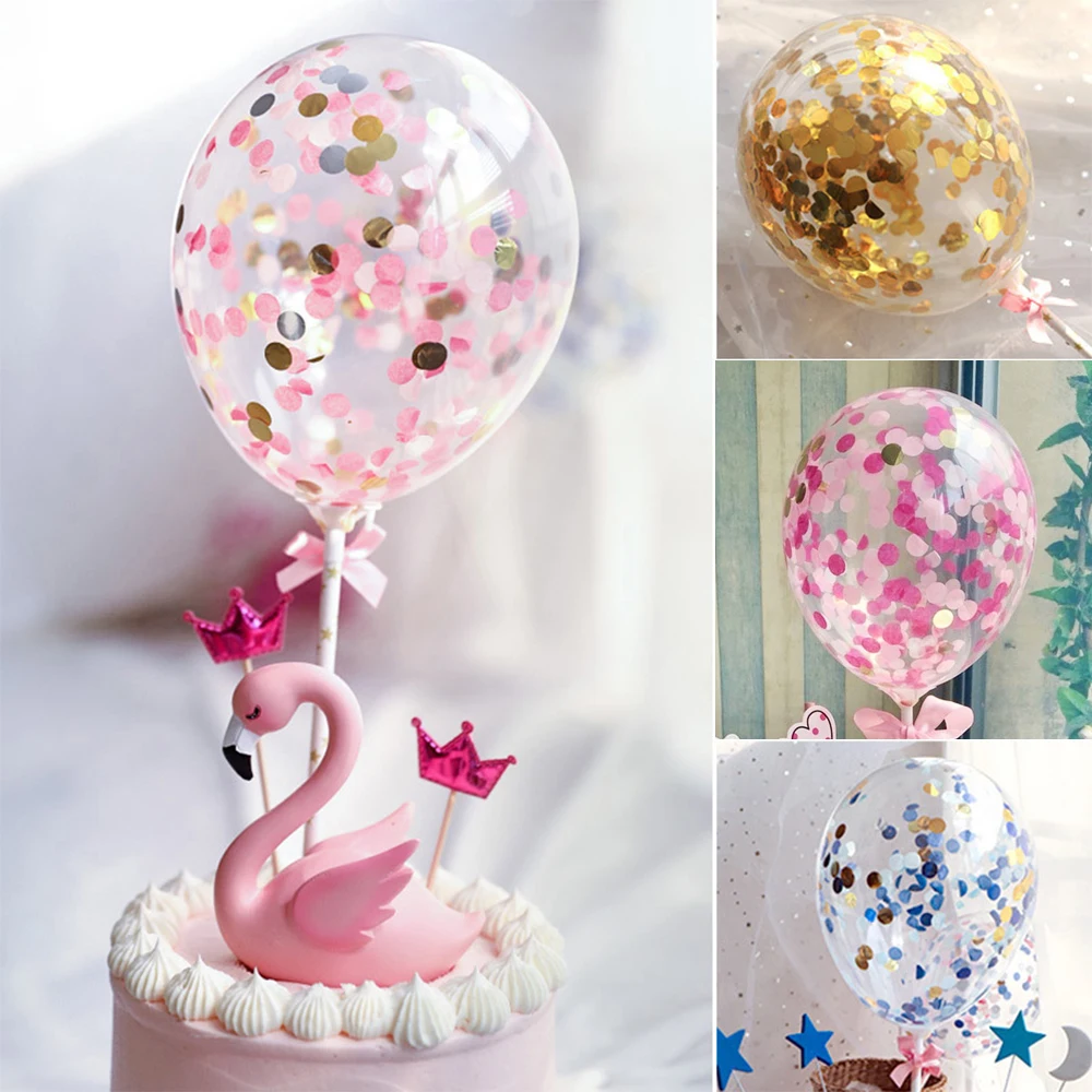 

New 5inch Confetti Glitter Balloon Cake Toppers Mini Sequin Latex Balloon Craft For Cake Topper Birthday Cake Wedding Decoration