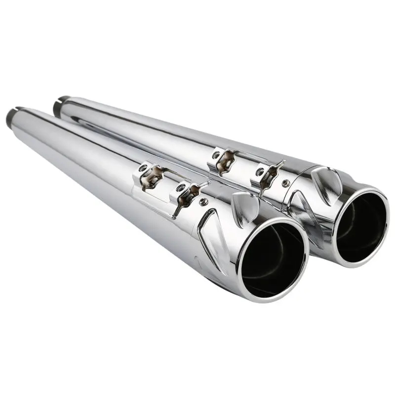 Pair Chrome 4\ Megaphone Slip-on Muffler Exhaust For Harley Touring Road Street Electra Ultra Glide 95-16 Motorcycle Pair Chrome 4\ Megaphone Slip-on Muffler Exhaust For Harley Touring Road Street Electra Ultra Glide 95-16 Motorcycle