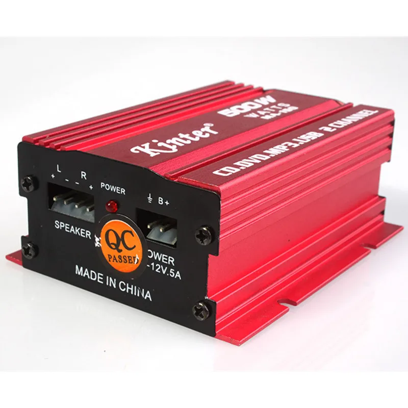 12V 500W 2 канальный автомобильный аудио Мощность адаптер-усилитель алюминиевый брелок для автомобильных ключей, Динамик усиленный для Hi-Fi стерео компакт-дисков DVD MP3
