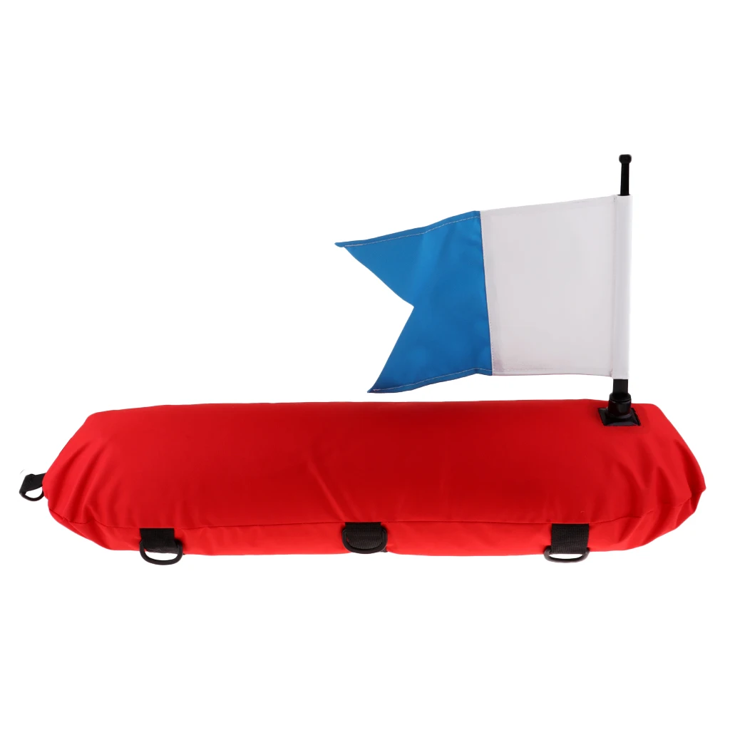 Durable Red Nylon Safety Inflatable Scuba Diving Dive Surface Marker Buoy Float and Flag - Diver Down