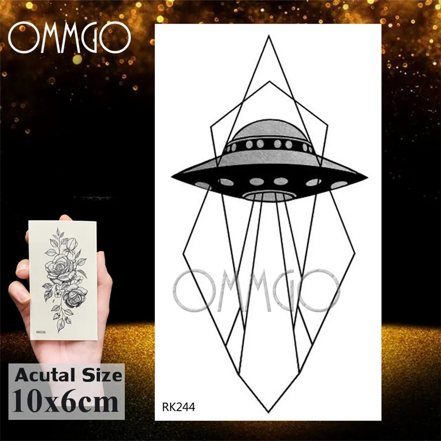 Маленькие гаджеты Вселенная Галактика черные Временные татуировки для детей наклейки поддельные татуировки космический корабль Пользовательские НЛО милые татуировки для детей - Цвет: ORK244