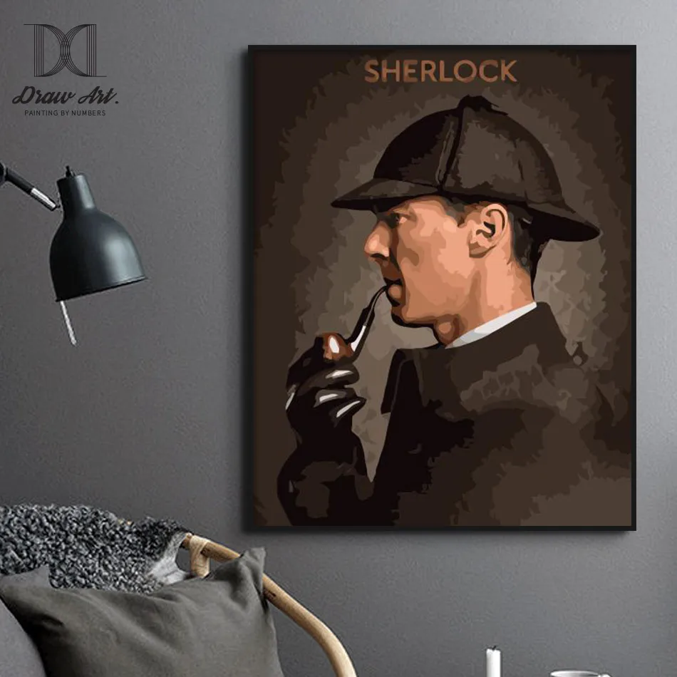 Картина «Шерлок Холмс», картина маслом по номерам, рисунок по номерам для домашнего декора, Картина на холсте