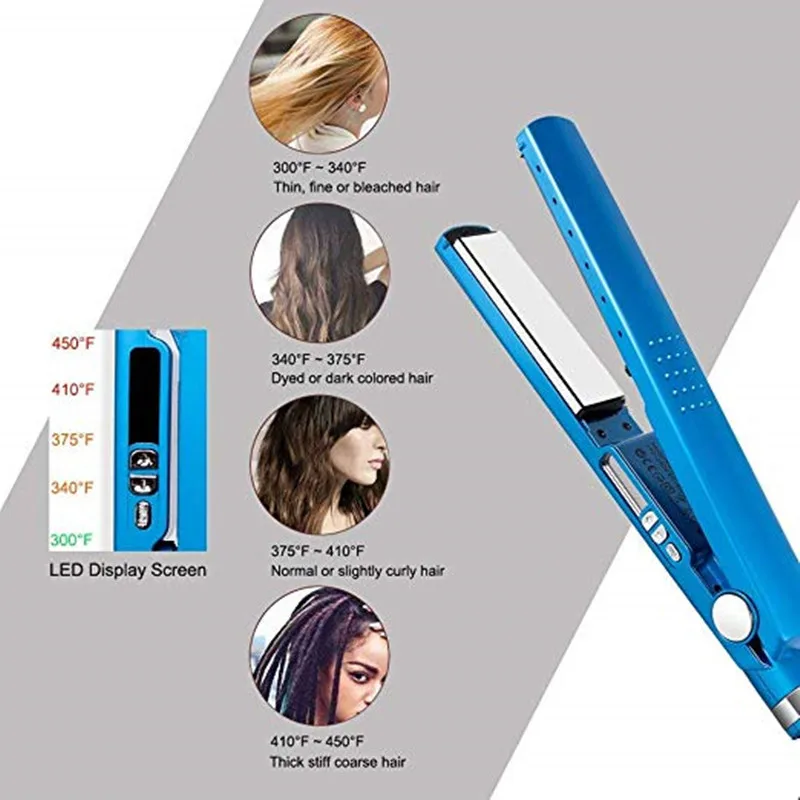 1 1/4 высококачественные выпрямители для волос Инструменты для укладки волос Nano титановые пластины Профессиональный Выпрямитель для волос комплект для завивки