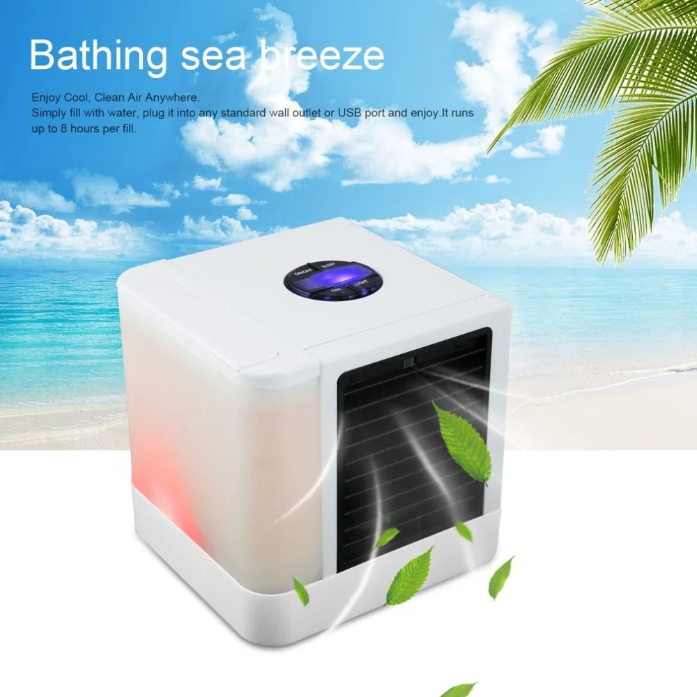 

USB Mini air Cooler Portable Air Cooling Fan Conditioner Humidifier Purifier 7ColorsLight DesktopCoolingFan for Office Home