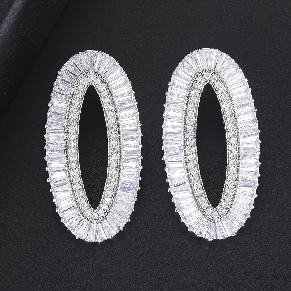 GODKI 39 мм Роскошные серьги-гвоздики овальной формы для женщин Свадебные кубические циркония CZ Дубай Свадебные серьги Букле д 'ореиль femme