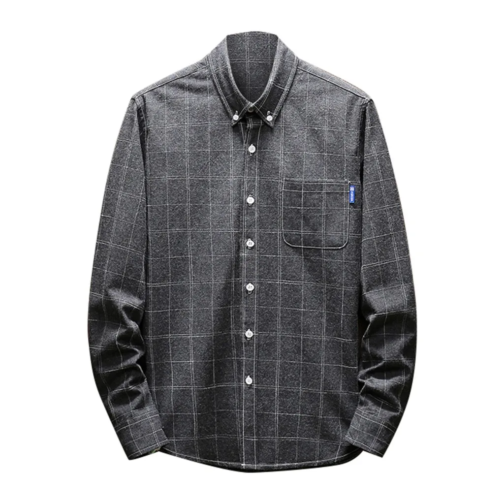 shirts men Autumn Style Retro Plaid Shirt Long-Sleeved Shirt Streetwear Comfortable Men Shirt chemise homme Turn-down Collar Top