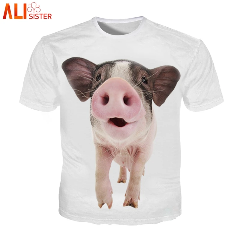 Alisister 3d cerdo impresión T camisa divertido gato perro camisetas de las mujeres de los hombres de verano Tops Plus tamaño Camiseta Hombre Camiseta dropship