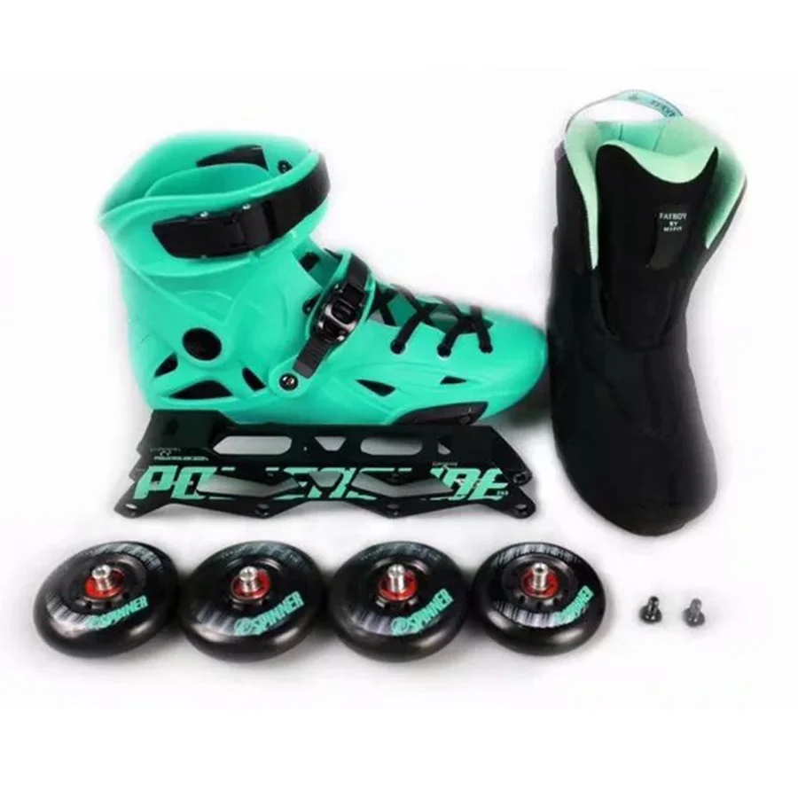 الأصلي 2018 Powerslide الامبراطوري الفلورسنت ضوء المهنية سباق التعرج حذاء تزلج بعجلات الأسطوانة شحن أحذية التزلج انزلاق Patines