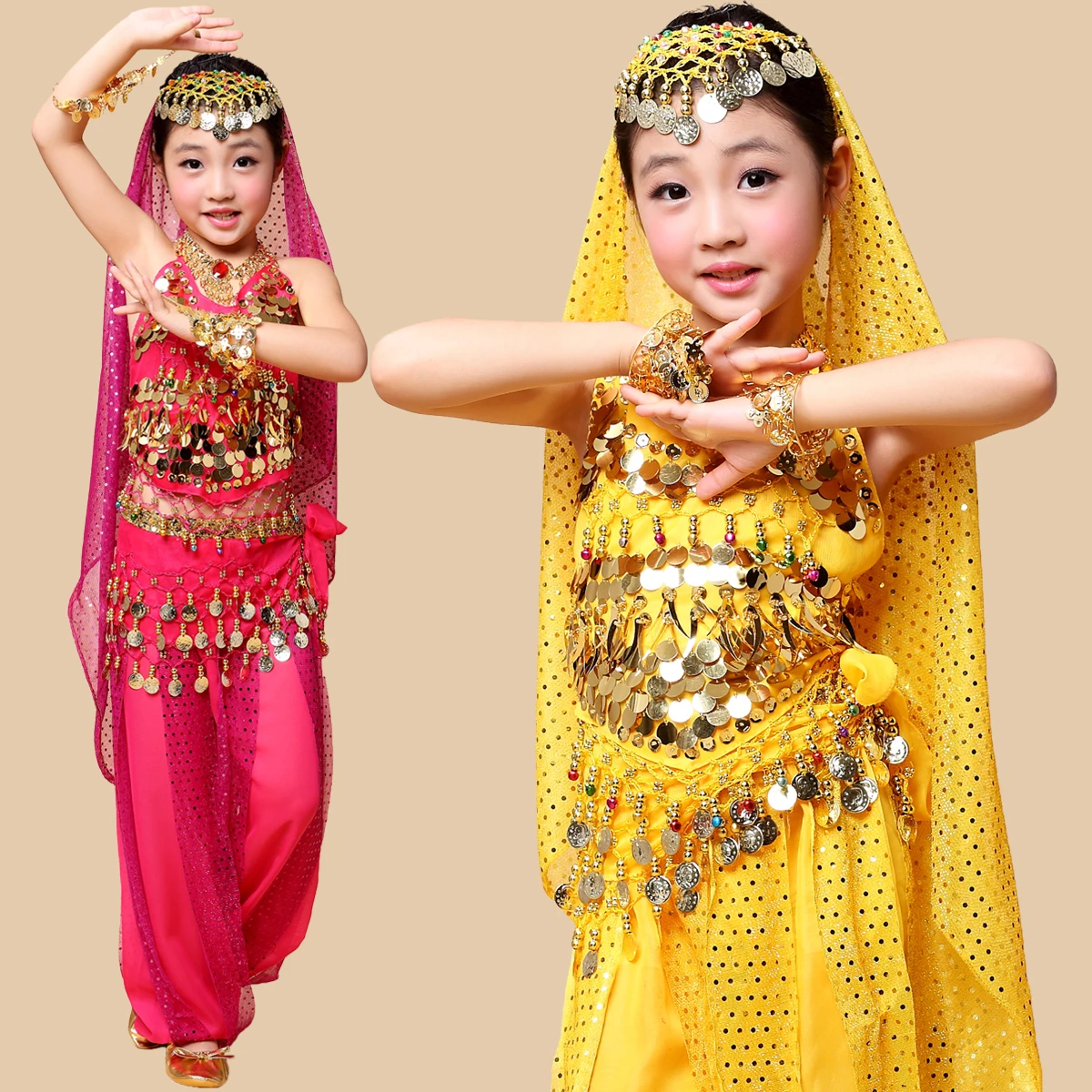Kids Belly Dance Costumes Set Oriental Dance Girls Belly Dancing India ...