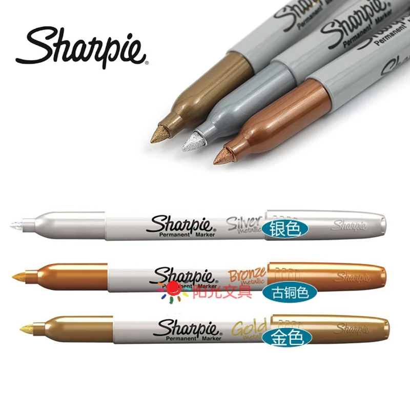 Permanent Marker, Silver/Gold/Bronze, Extra Fine Tip Size, Bullet Nib, Pack Of 3