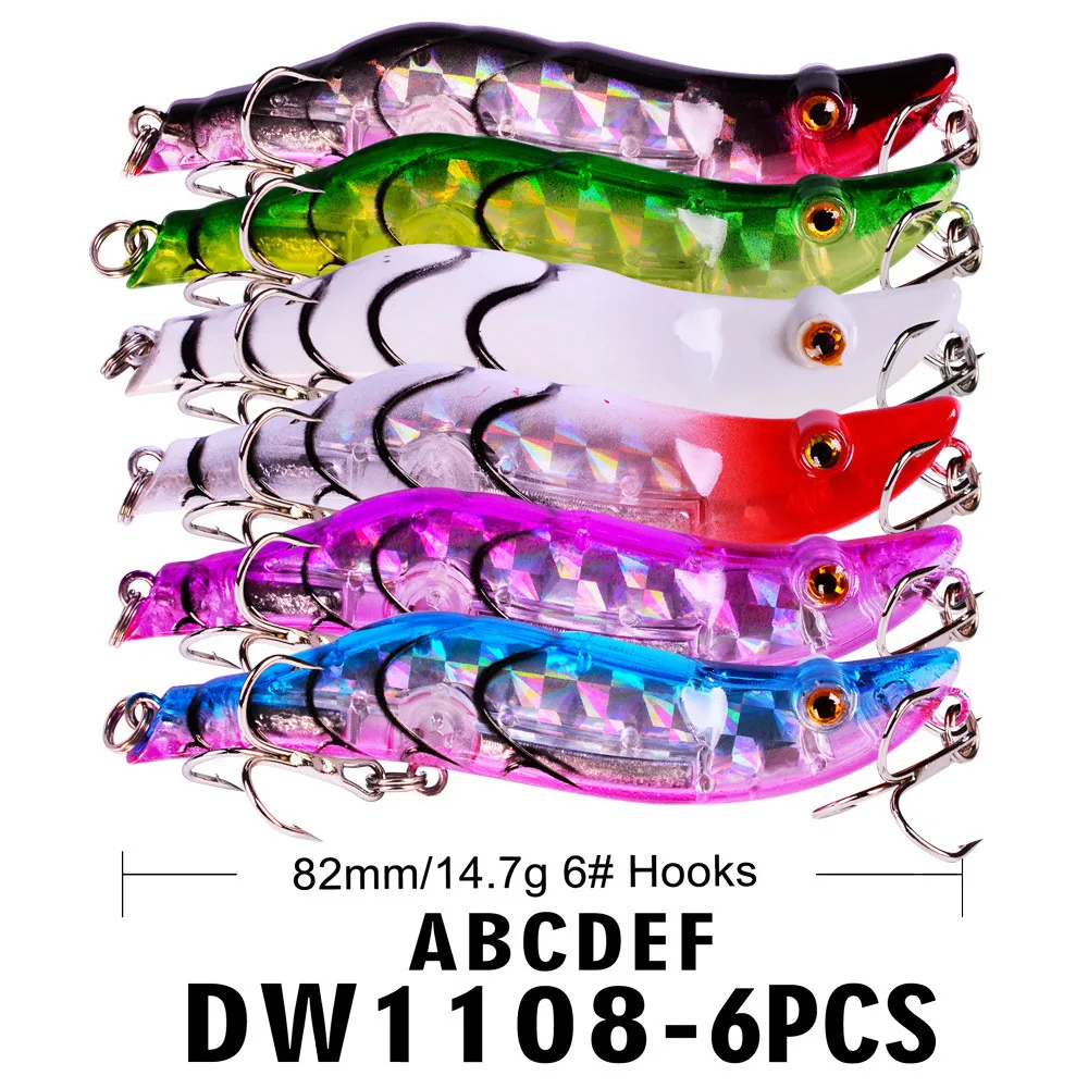 1pc 8.2cm 6 Colors Fishing Lures Plastic Hard Bass Baits Minnow Lures
