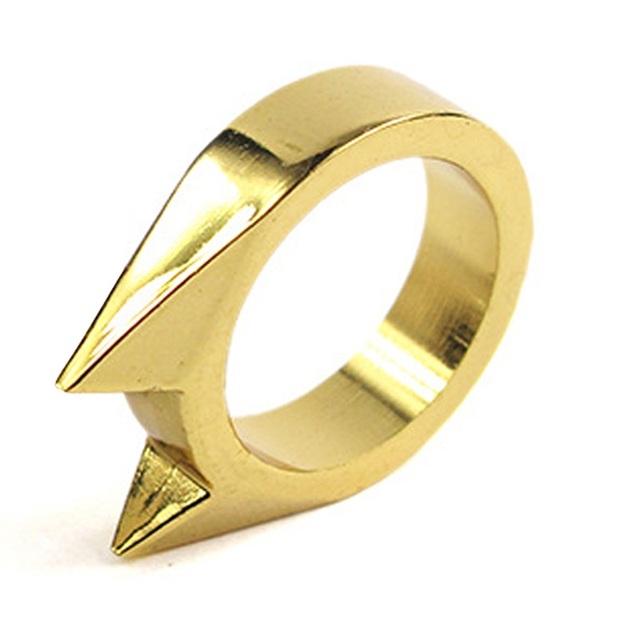 Women Men Safety Survival Ring Tool EDC Self Defence Stainless Steel Ring Finger Defense Ring Tool Silver Gold Black Color