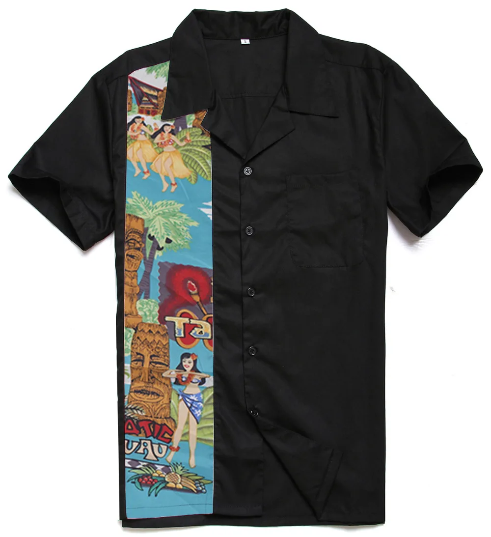 Мужская одежда хлопок Гавайская Обнаженная Девушка Печать Панель Рок н ролл Повседневная Charley Harper вдохновила новейшая рубашка дизайн для мужчин