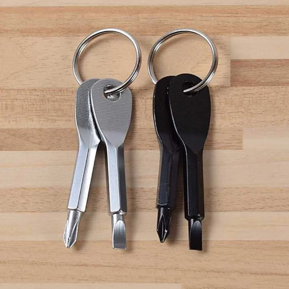Pocket Multifunctional EDC Portable Phillips+Slotted Screwdriver Keychain Tool Y